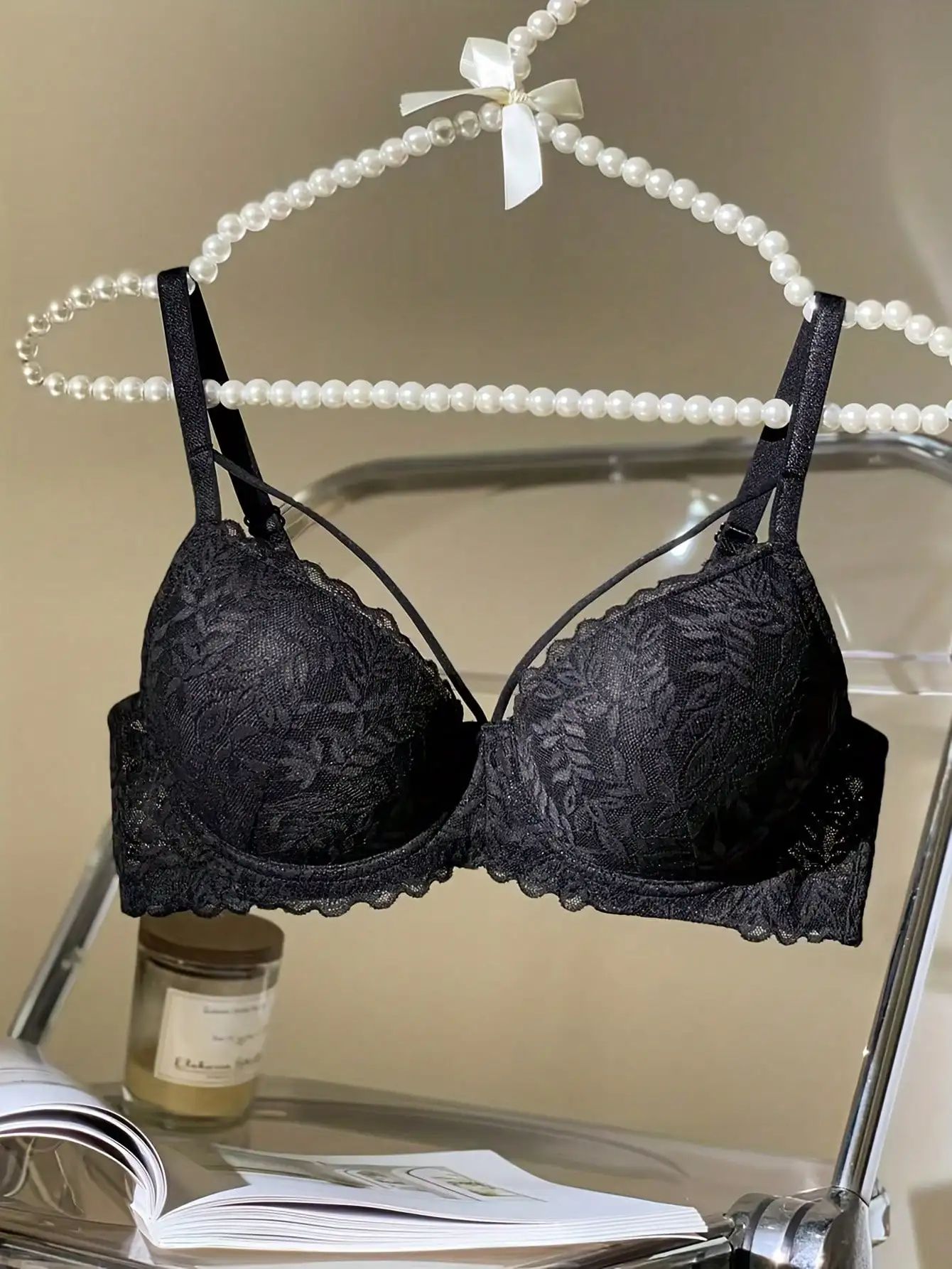 Womens Thin 3/4 Cup Lace Push Up Bra – Sexy Breathable Anti-Sagging Underwire Bra