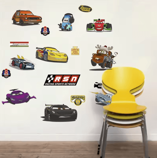 3D Cars Wall Stickers Lightning McQueen Kids Room Cartoon Decals
