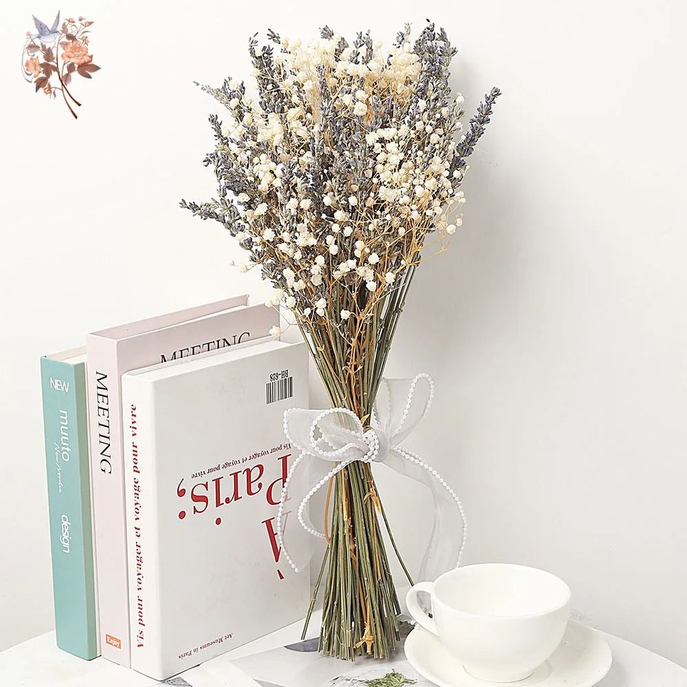 Lavender & Gypsophila Dried Bouquet | 90g Natural Baby's Breath Wedding Floral | Romantic Boho Home Decor Gift