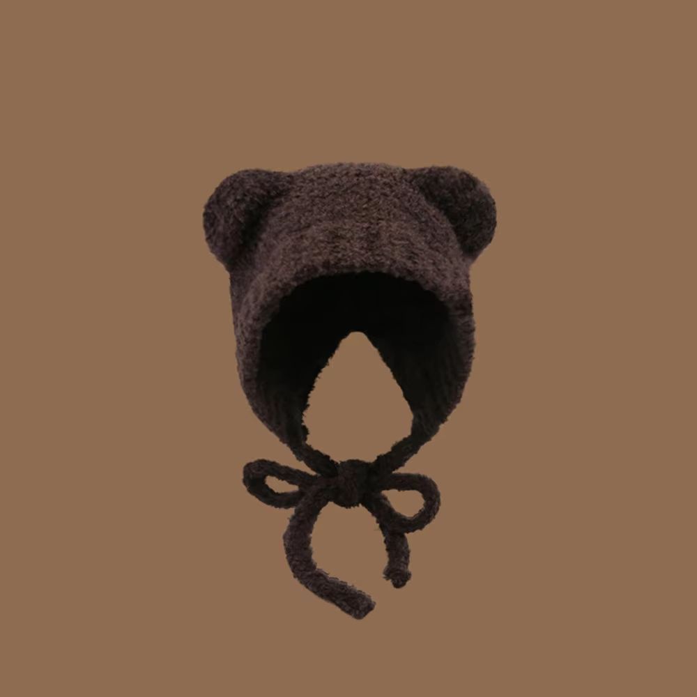 Women's Cute Bear Ear Knitted Winter Beanie Hat