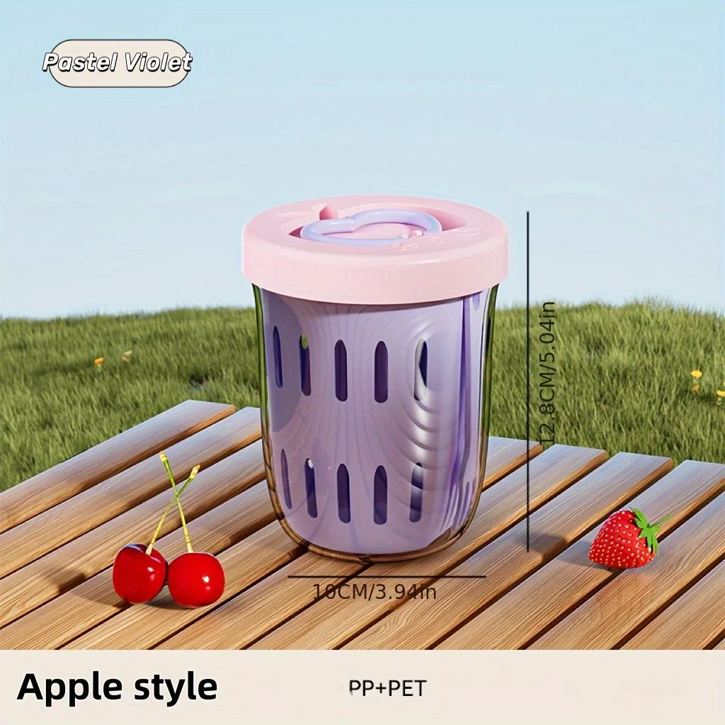 FreshDrop Double-Layer Fruit Cup with Fork - Leak-Proof fruit snack cup for On-the-Go Eating