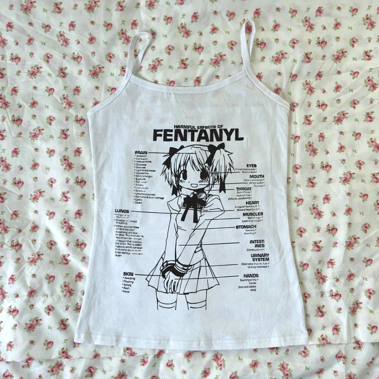 Streetwear Cartoon Print Graphic Crop Tank Top for Women
