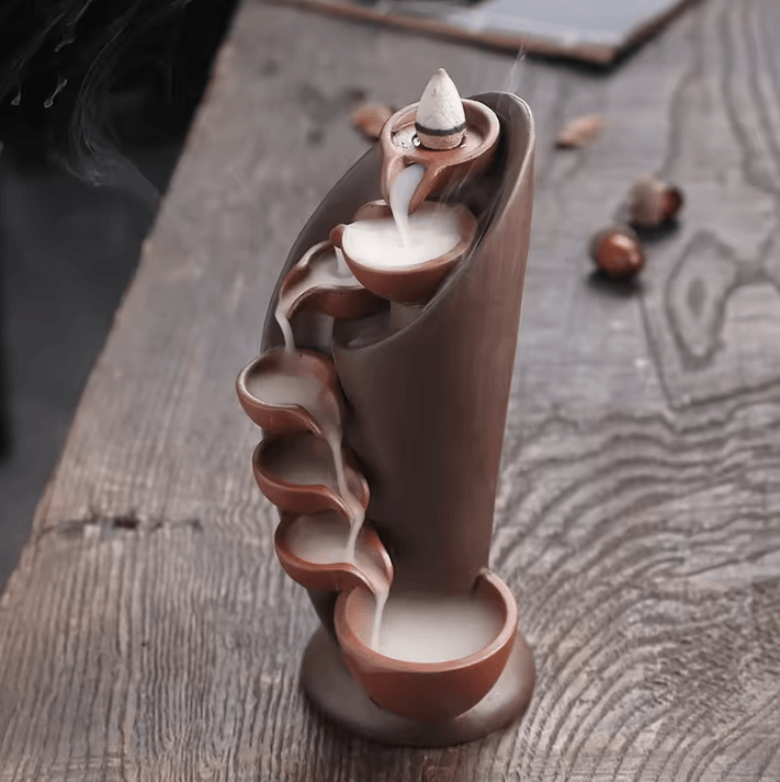 Handmade Torch Design Waterfall Incense Burner – Ceramic Censer for Creative Home Decor