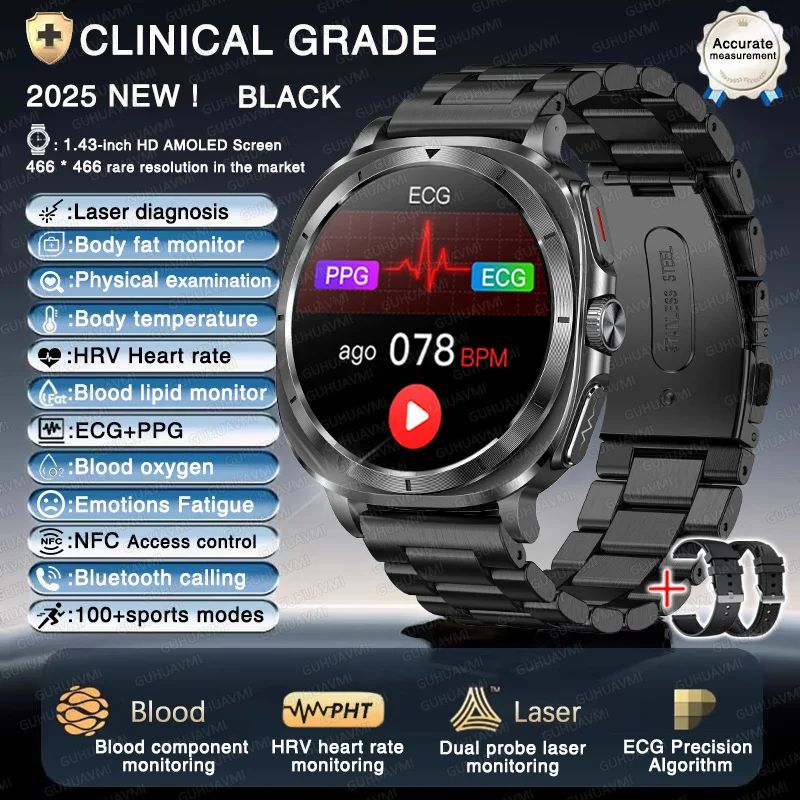 Smart Health ECG Watch with Blood Pressure & Body Analysis Tracking