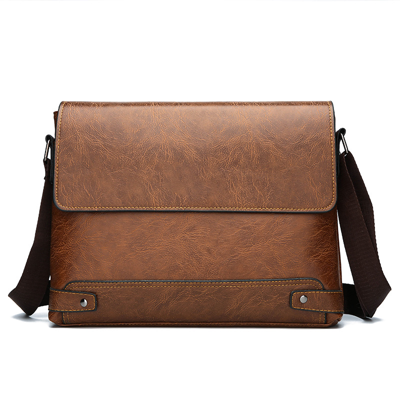 Men's Retro Leather Messenger Bag Casual Business Travel Shoulder Bag