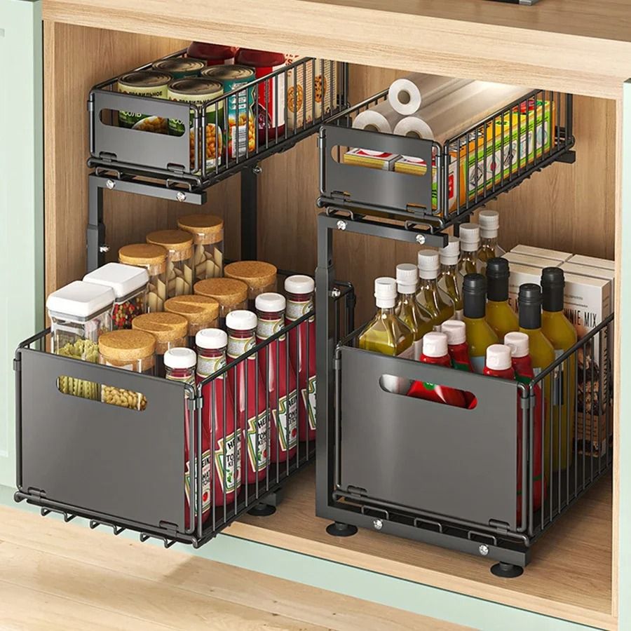 Alabaster-Glide Organizer | Adjustable 2-Tier Under-Sink Nexus | Executive Suite & Sanitary Sanctuary Decor