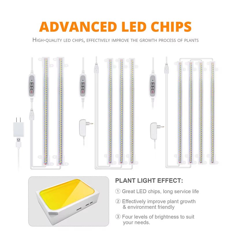 Indoor LED Grow Light with USB Timer – Full Spectrum Phyto Lamp for Plants
