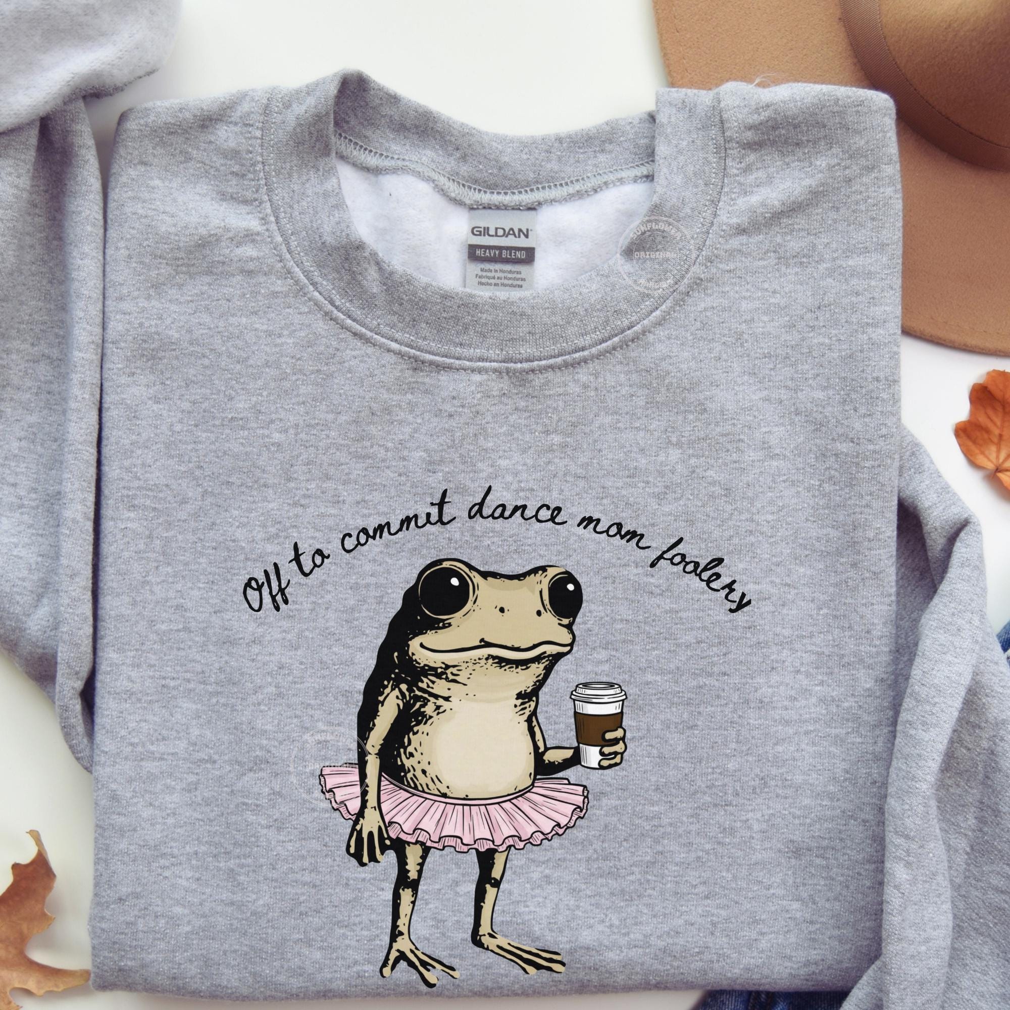 Mom Foolery Hoodie, Funny Dance Mom Frog Sweatshirt, Senior Competition Crew Neck, Ballet Fan Gift