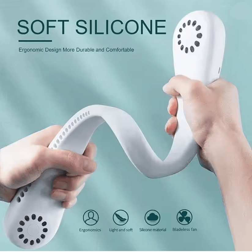 Portable Neck Fan Bladeless Rechargeable Air Cooler with 3 Speed Settings