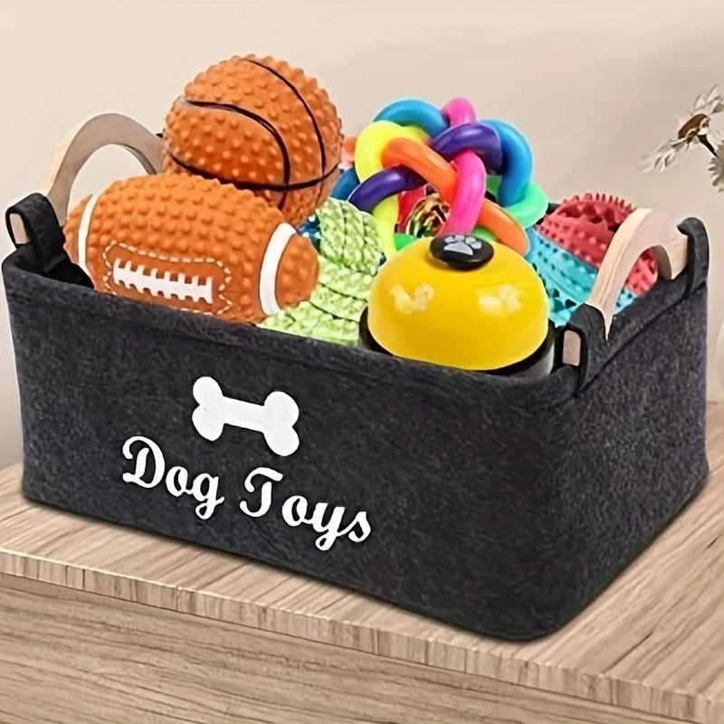 Felt Pet Toy Storage Box Organizer for Dogs and Cats