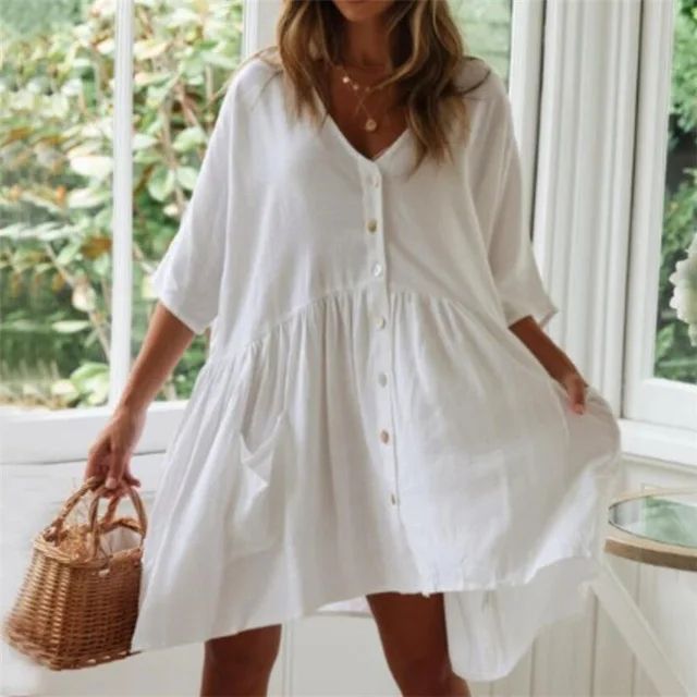 Boho V-Neck Beach Cover Up Dress – Lightweight Swimsuit Cover-Up for Women