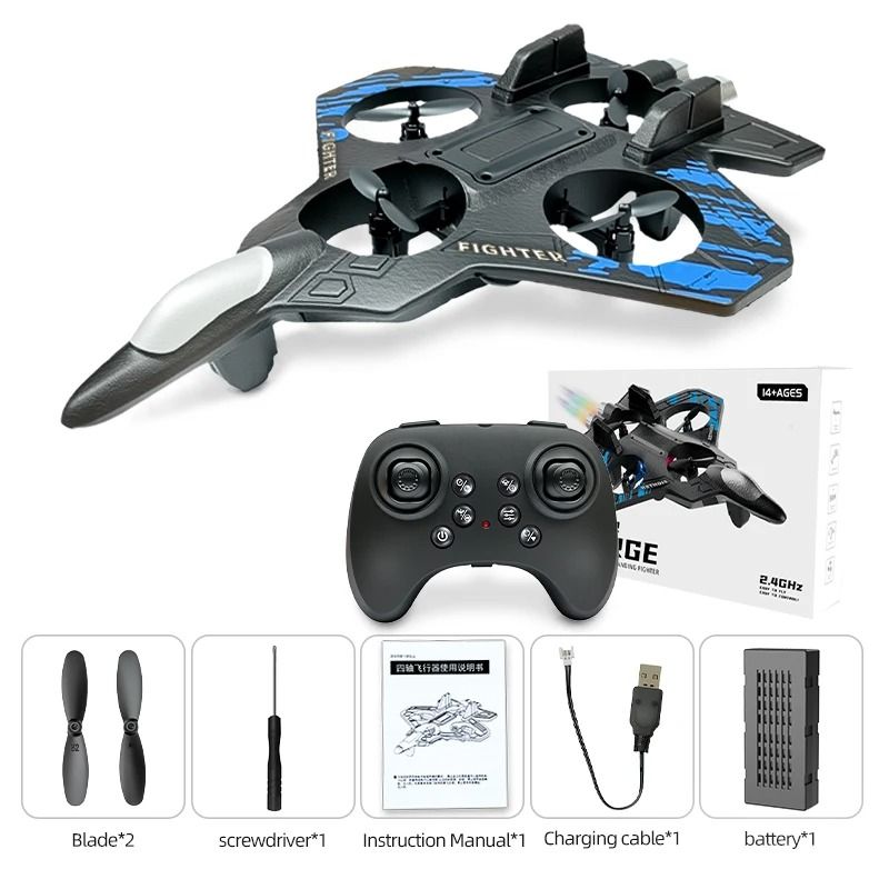 L101 RC Foam Airplane 2.4G Remote Control Fighter Jet with LED Lights and Stunt Flight