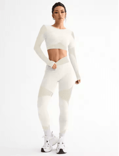 2-Piece Seamless Womens Yoga & Running Set Breathable Fitness Suit