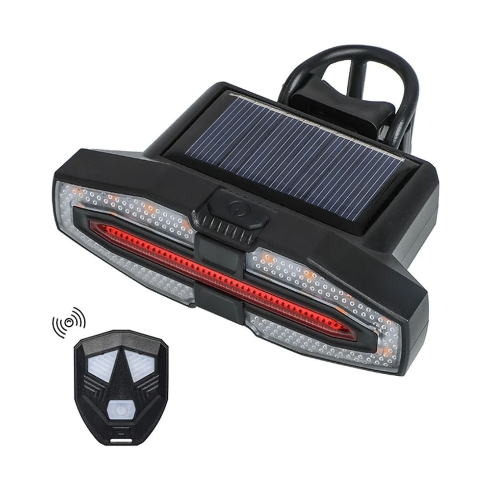 Solar LED Bicycle Turn Signal Taillight with Remote Control Type C Rechargeable