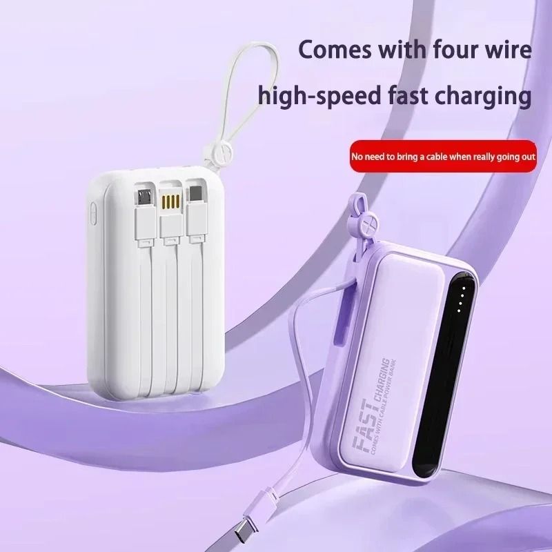 ROMOSS 500,000mAh Power Bank – 4-in-1 Large Capacity Portable Battery with Built-In Cables & Digital Display