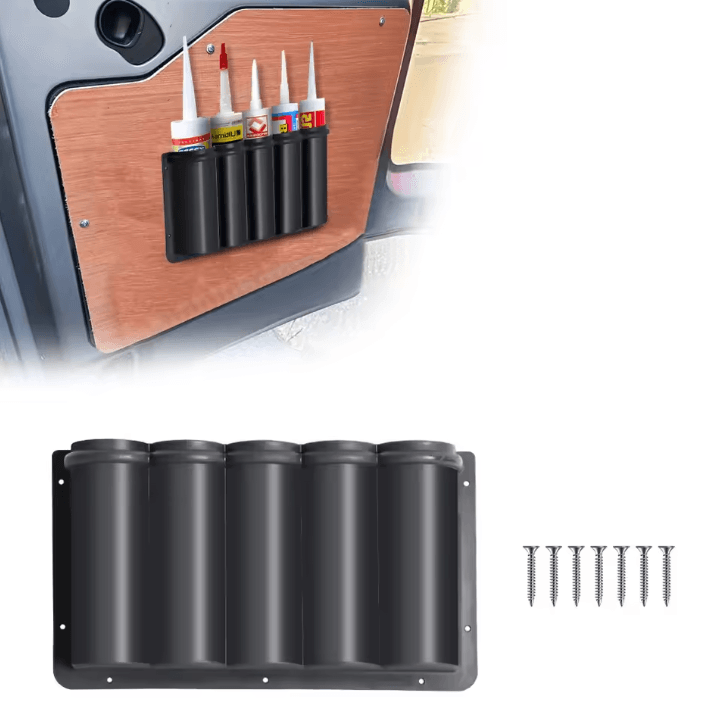 5-Slot Silicone Sealant & Caulk Tube Holder – Wall-Mounted Garage & Workshop Organizer