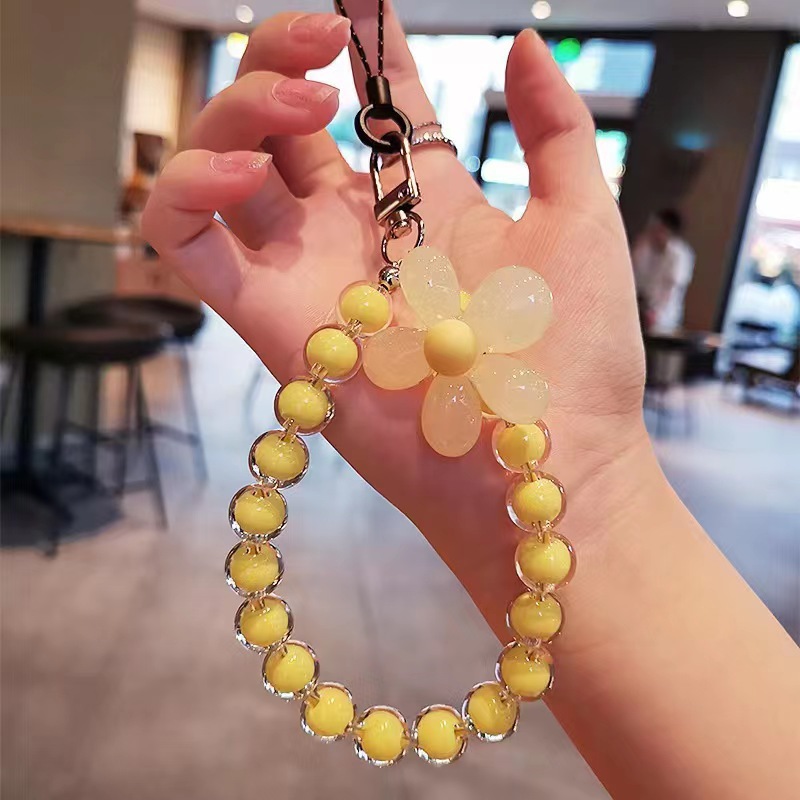 Macaron Beaded Phone Wrist Lanyard Anti Lost Phone Charm