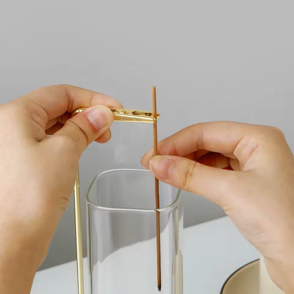 Wooden Incense Holder with Glass Ash Catcher
