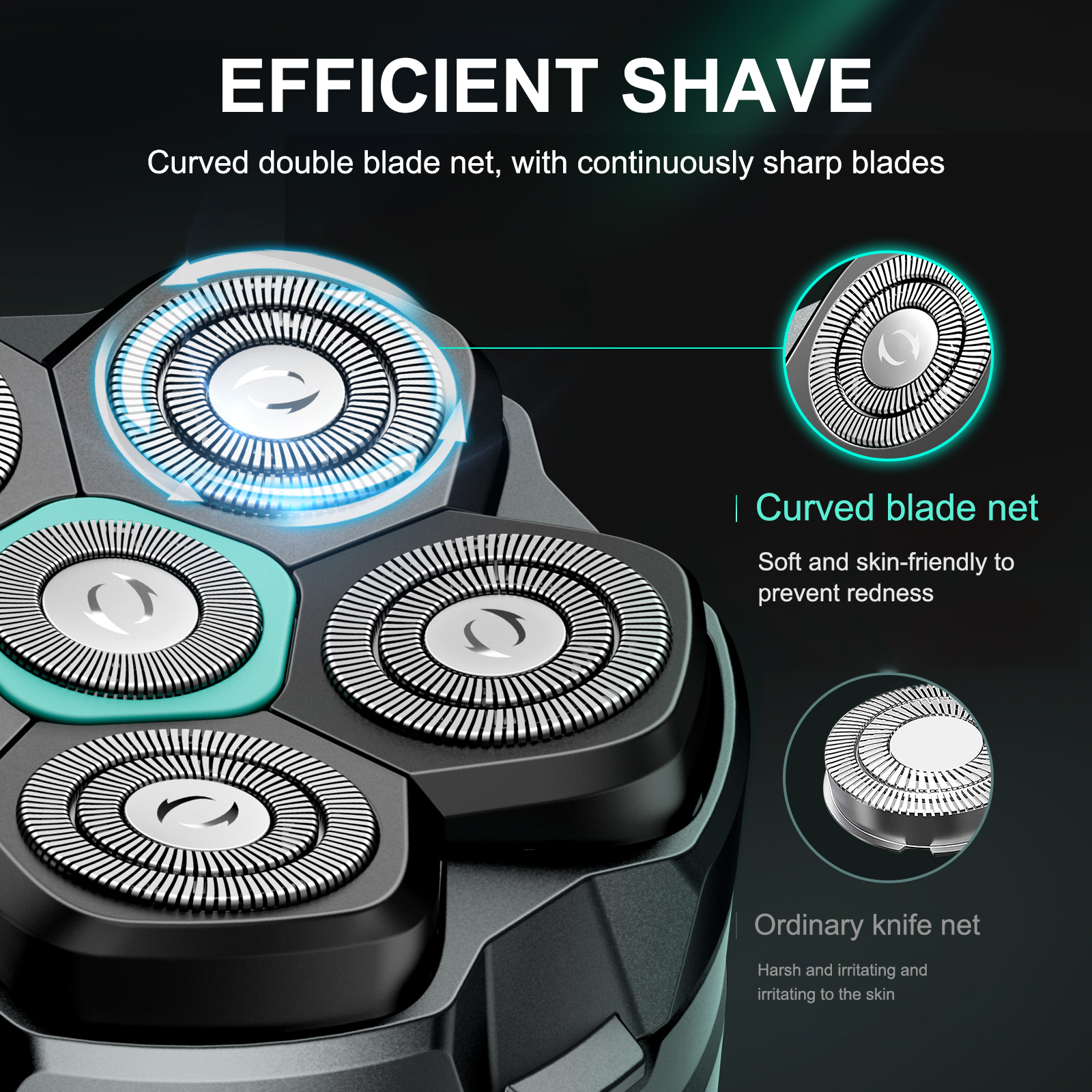Replaceable 6D Magnetic Razor Head for Shaver Waterproof Stainless Steel Blade