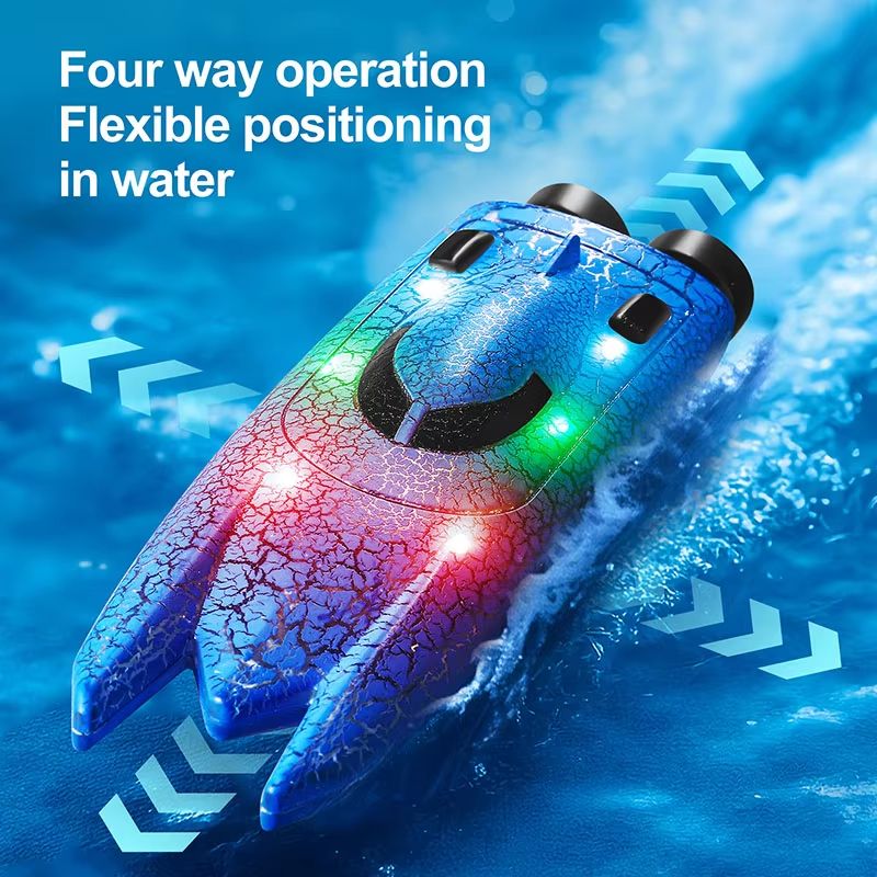 WaveMaster 2.4 GHz Waterproof RC Racing Boat with 360° Flip & LED Effects