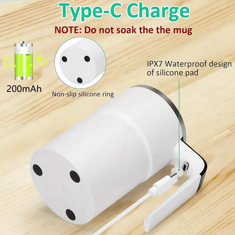 USB Charging Digital Display Mug, Electric Coffee Self Mixing Mug, Waterproof Coffee Stirring Cup