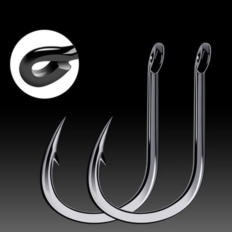 High Carbon Steel Fishing Hooks Set Barbed Circle Hooks 100pcs