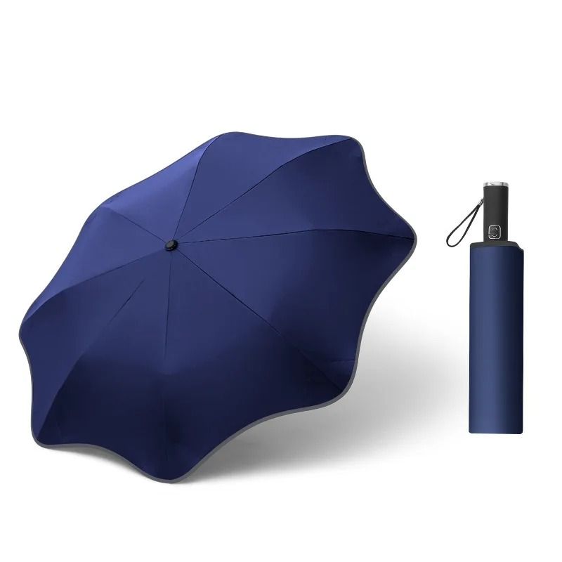 Fully Automatic Compact Umbrella with Reflective Edges and Rounded Corners