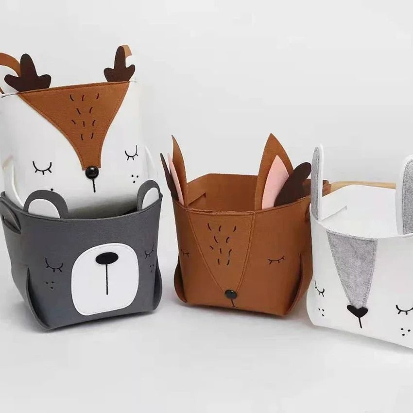Animal DIY Storage Box – Foldable Felt Fabric Nursery Organizer & Toy Basket