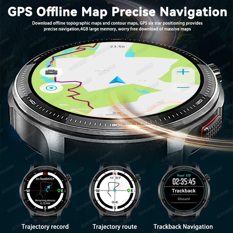 Premium Rugged GPS Smartwatch with Offline Maps, Compass & Altimeter for Outdoor Adventure