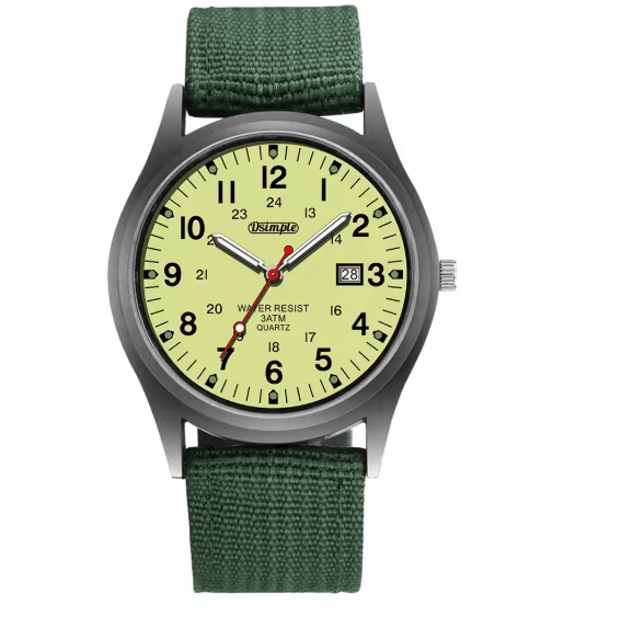 Mens Military Quartz Watch Luminous Nylon Strap Calendar Style