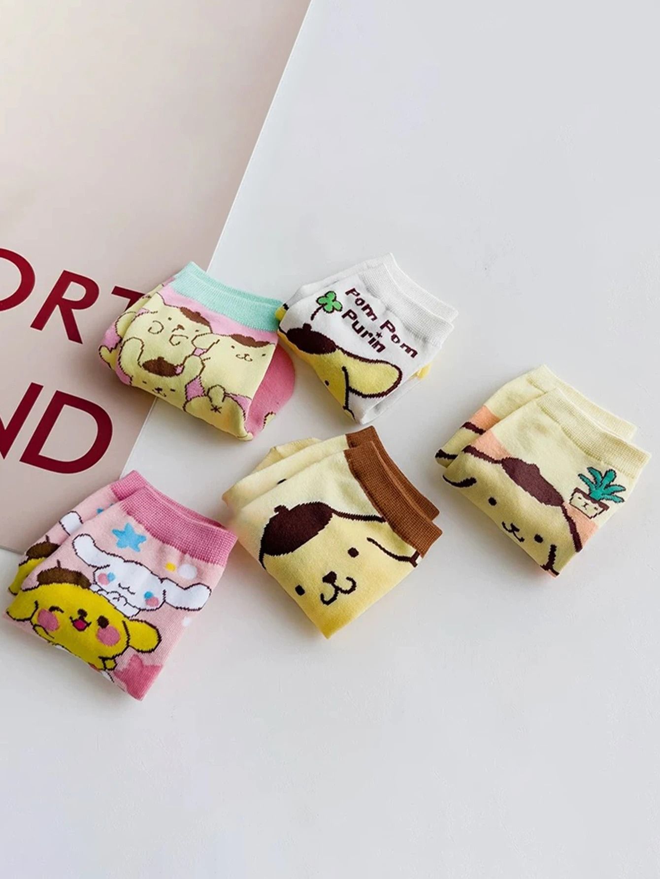 Cute Cartoon Short Socks for Women 5 Pair Random Set