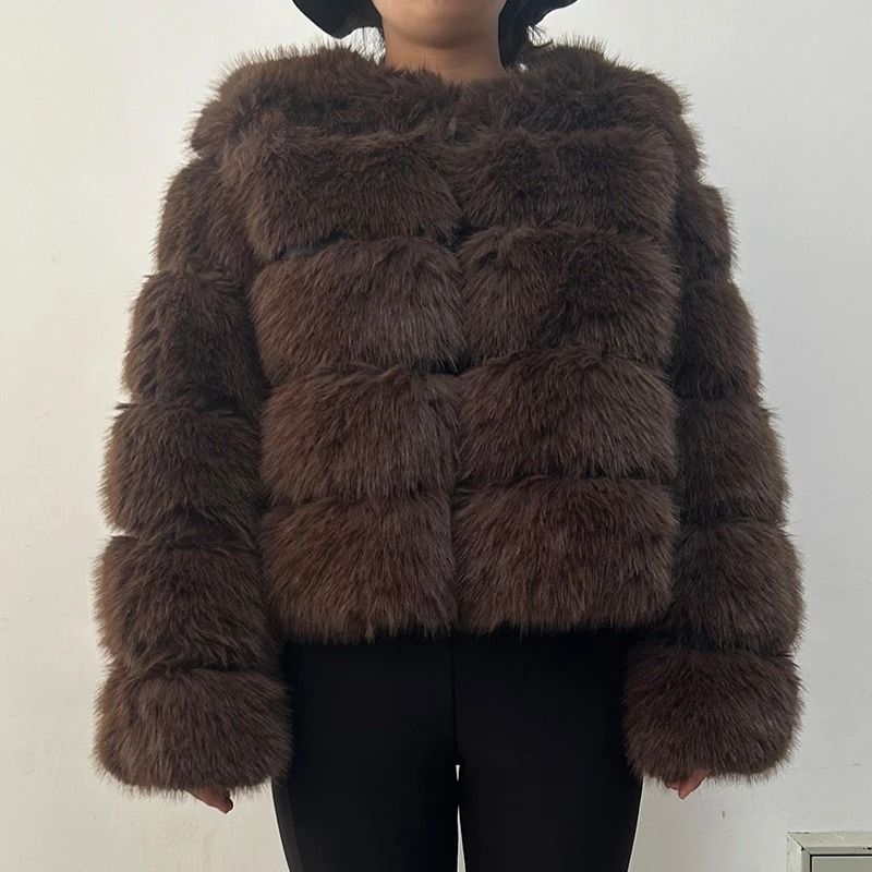 2024 Luxury Faux Raccoon Fur Coat | Premium Fluffy Winter Jacket & Thick Warm Furry Outerwear System