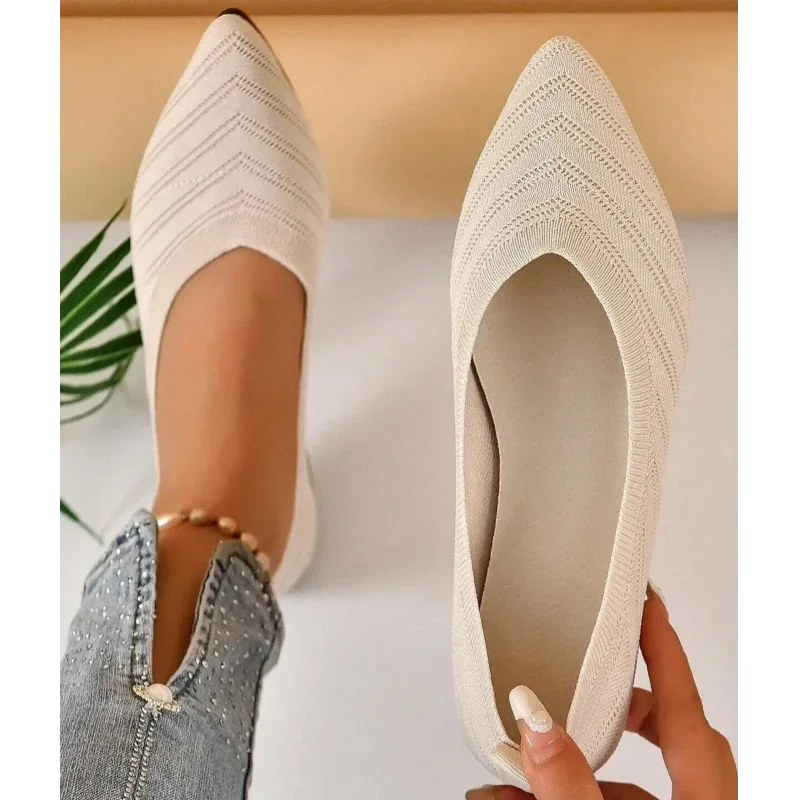 New Pointed Toe Flat Office Boat Shoes, Casual Ballet Flats Women Loafers