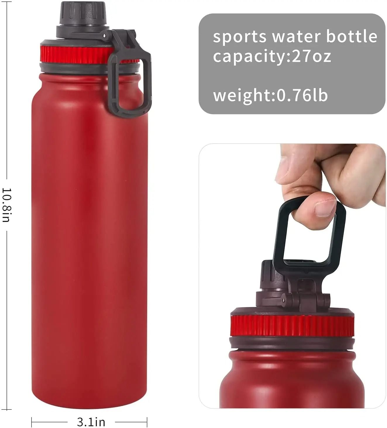 Insulated Stainless Steel Sports Water Bottle with Large Capacity and Vacuum Seal