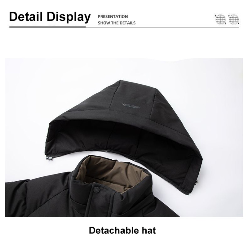 Winter Fashion Men Jacket, Graphene Warm Windproof Hooded Overcoat, Comfortable Casual Male Clothes
