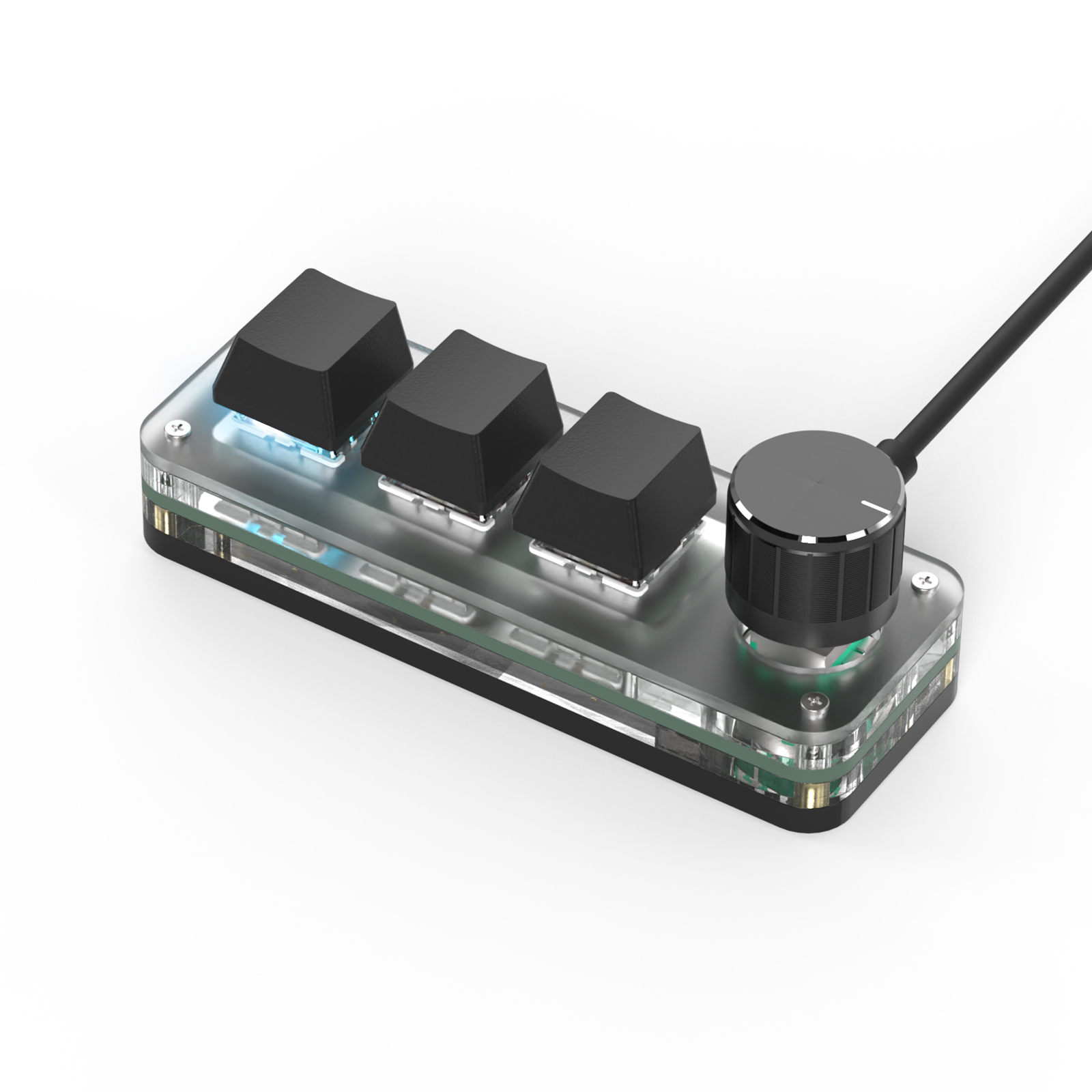 RGB Mini Hot Swap Gaming, Macropad Macro Programming Keyboard, Red Switch 3 Keys Knob, Custom Knob Keypads for Photoshop