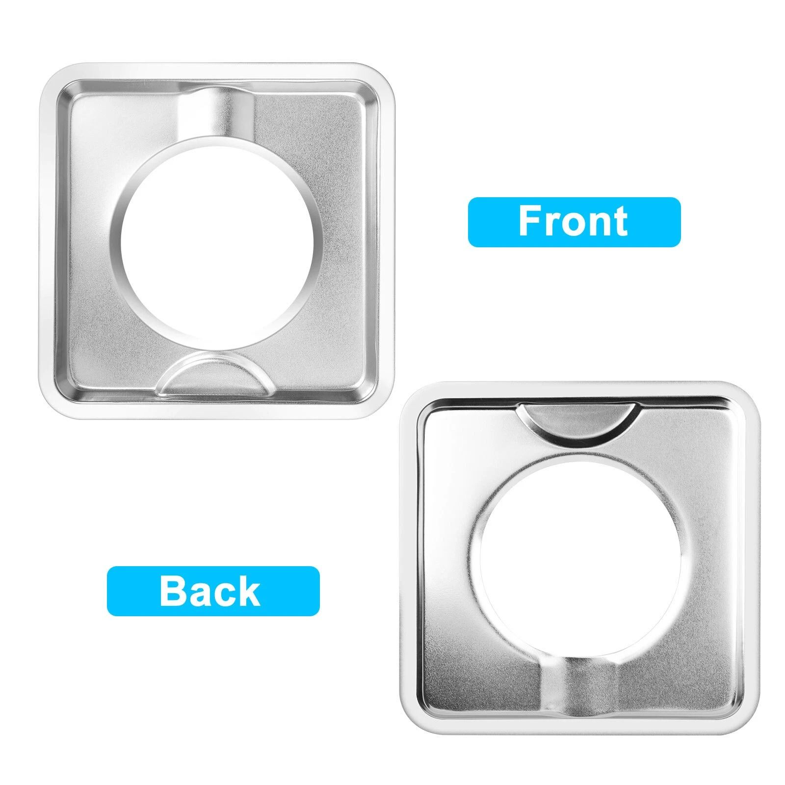 Stainless Steel Gas Range Stove Drip Pans - Square Burner Covers, Reusable