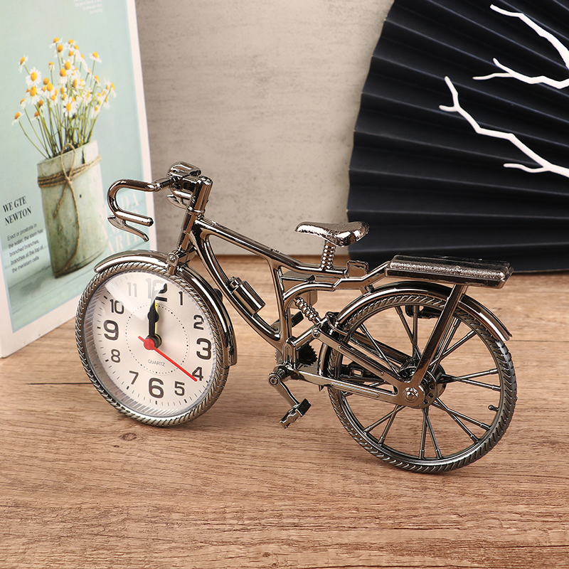 Vintage Bicycle Table Alarm Clock Decorative Desk Clock with Arabic Numerals for Home Decor