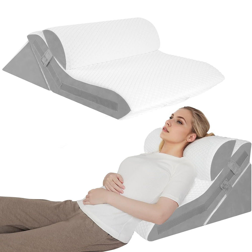 Adjustable 3-Piece Wedge Pillow Set for Acid Reflux, Snoring & Post-Surgery Sleep Support