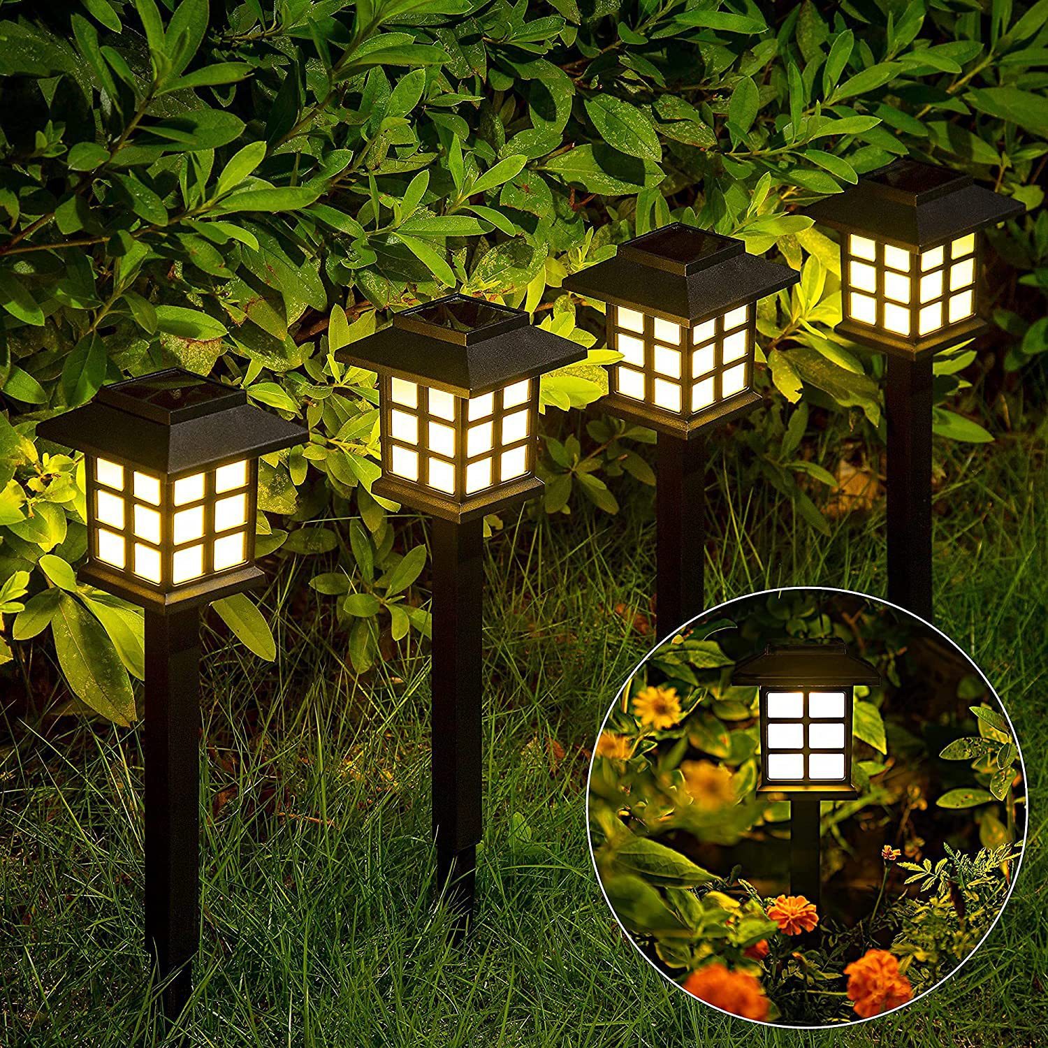 Solar Powered Outdoor Waterproof Walkway Landscape Light, Small House Shaped Path Yard Patio Lawn Night Light Decor