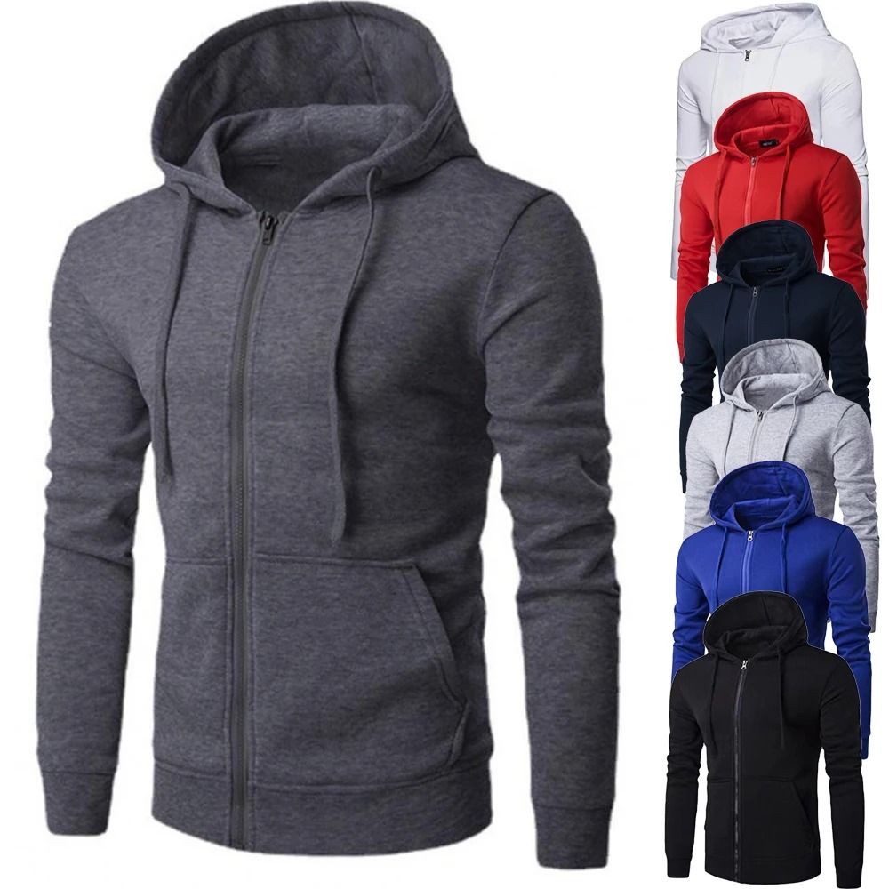 Autumn Men Sweatshirt Long Sleeve Zipper Hoodie Slim Fit