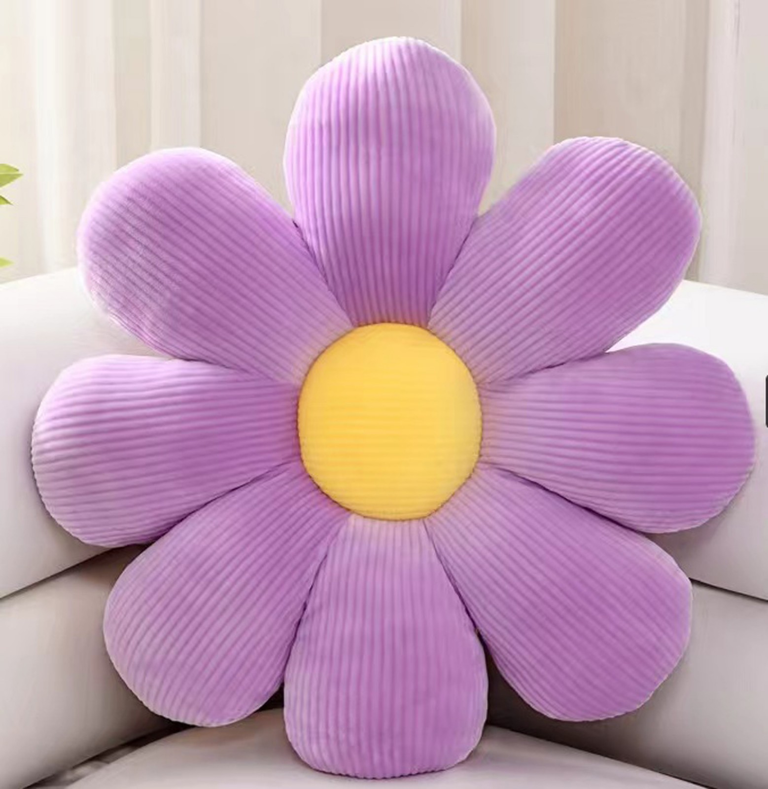 Pink Flower Pillow, Girly Room Decor Daisy Setting for Kids, Bedroom Bay Window Cushion