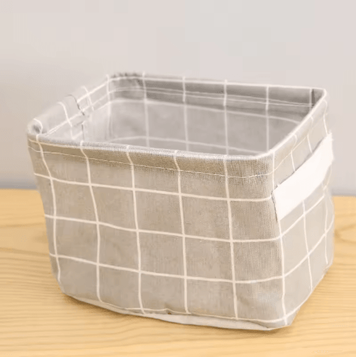 Cotton and Hemp Storage Basket with Handles Printed Tabletop Organizer