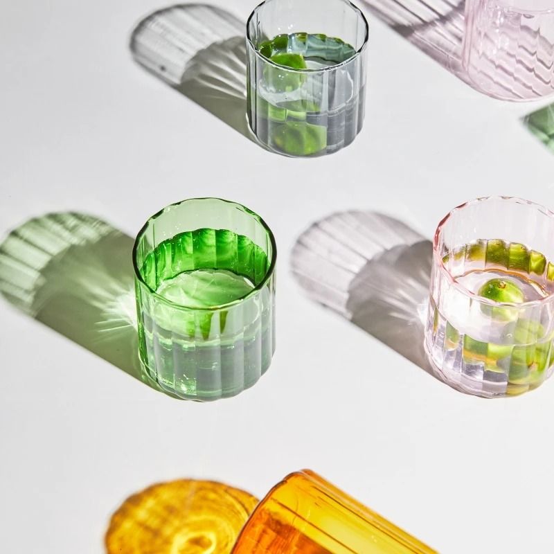 Heat Resistant Striped Glass Cup Clear Tea and Coffee Mug