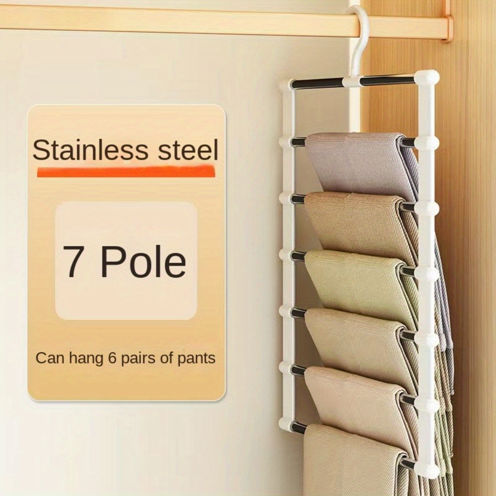Space-Saving Foldable Stainless Steel Pants Hangers for Jeans Trousers Leggings Closet Organizer