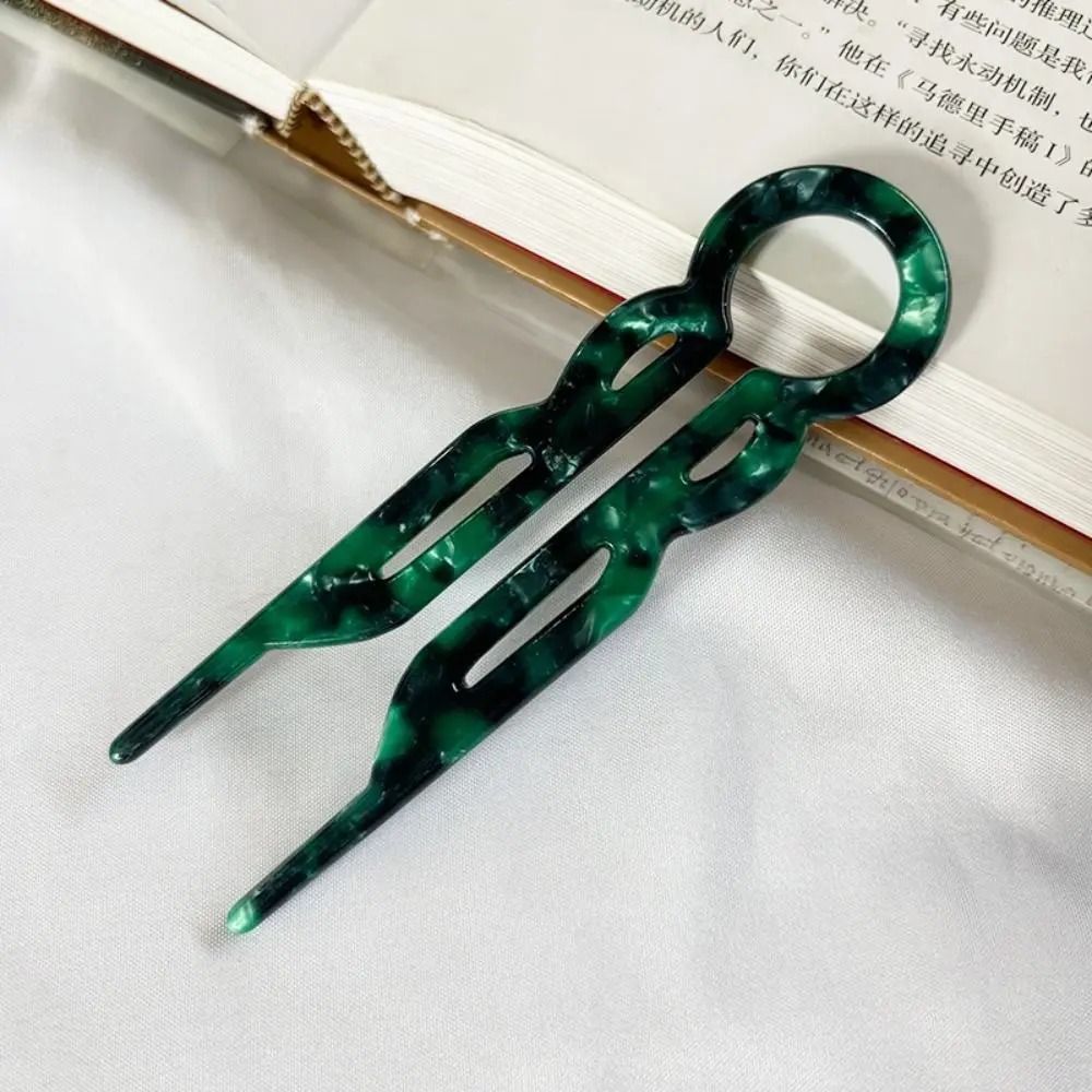 U-Shaped Acetate Hair Stick and Professional Bun Clip