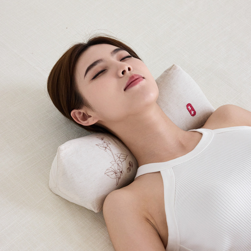 Buckwheat Pillow Herbal Traction, New Neck Buckwheat Hull Cotton, And Linen Triangular Pillow, Cervical Pillow Cover