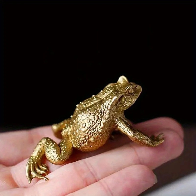 Feng Shui Money Toad Brass Statue Lucky Wealth Decor for Home Office