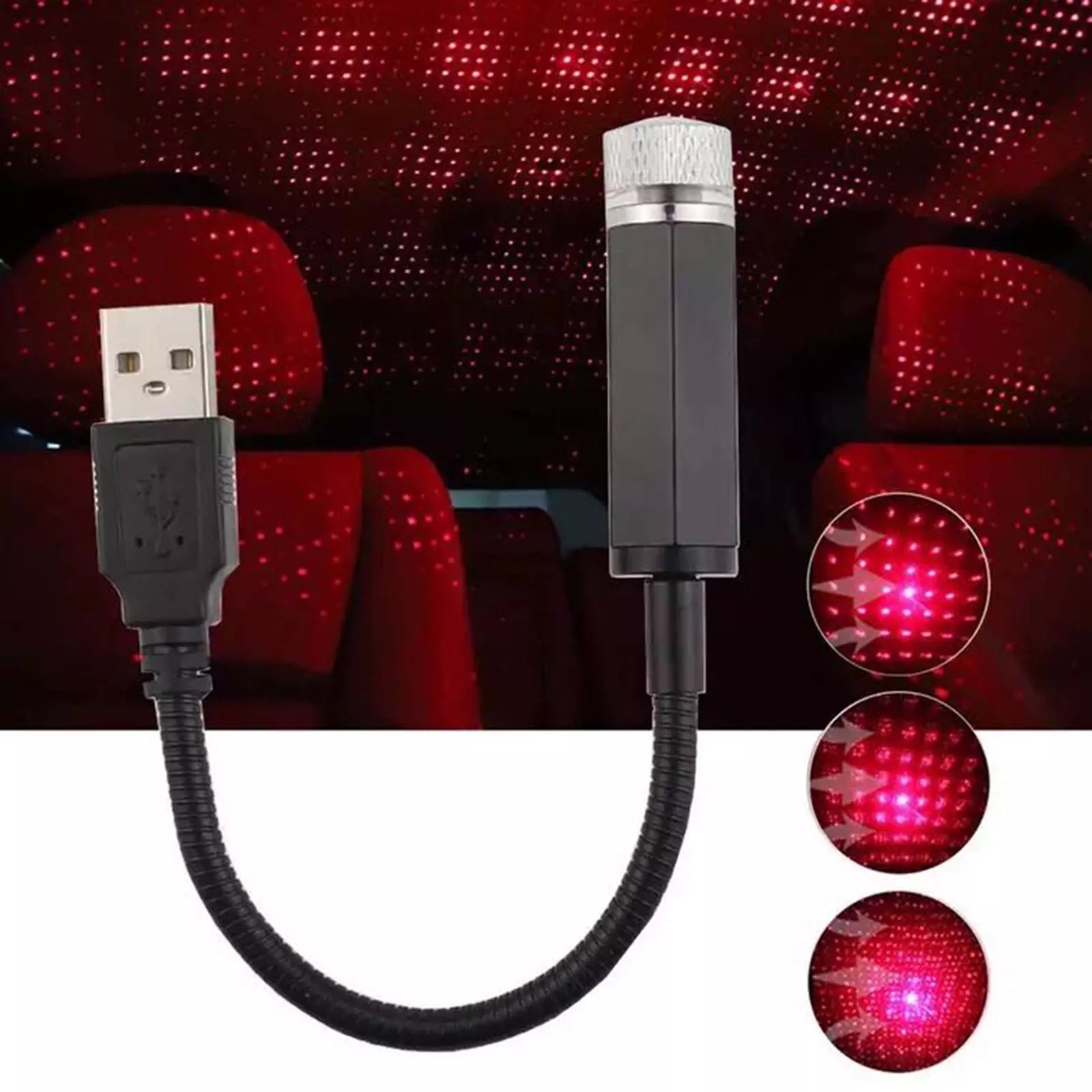 USB Powered LED Starry Sky Night Light Galaxy Star Projector Lamp for Room Car Roof Ceiling Decor Plug and Play