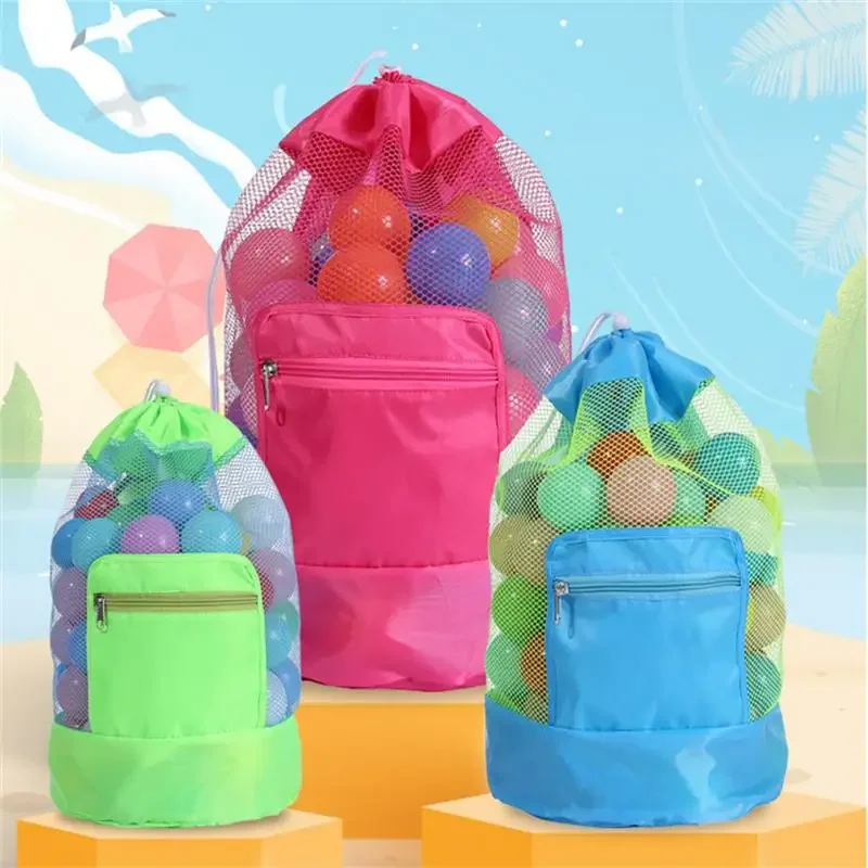 Foldable Mesh Beach Toy Bag Sand Free Travel Organizer for Kids and Families